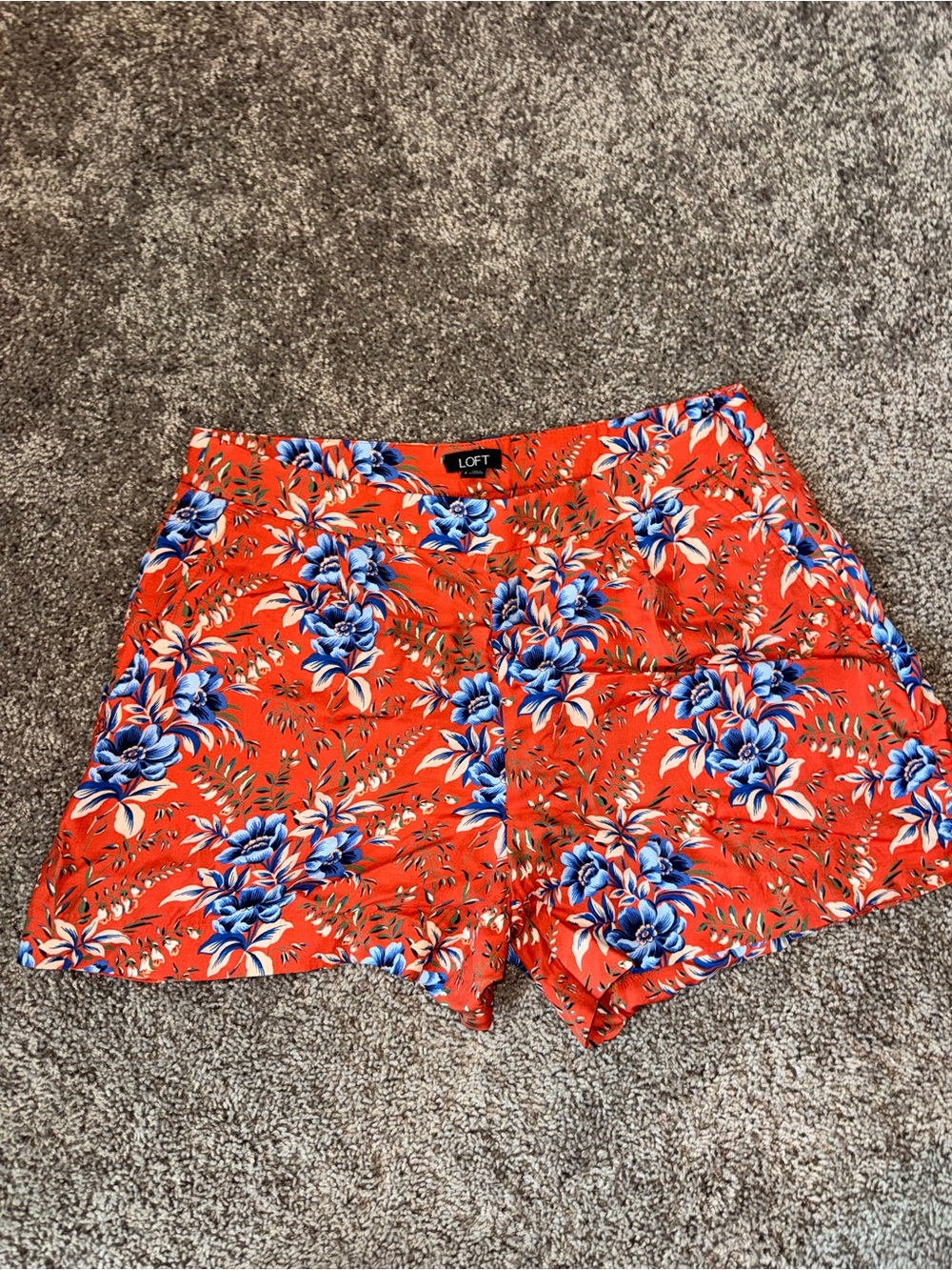 Women’s Size 6 LOFT Orange Floral Women's Shorts with Blue Accents